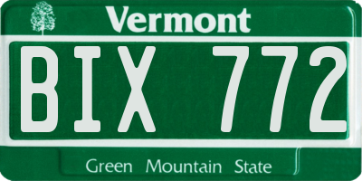 VT license plate BIX772