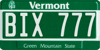 VT license plate BIX777