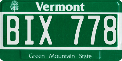 VT license plate BIX778