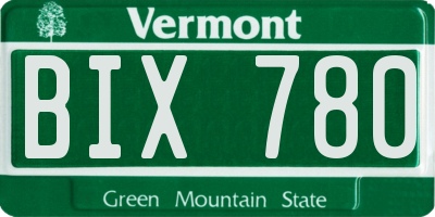 VT license plate BIX780