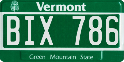 VT license plate BIX786