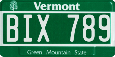 VT license plate BIX789
