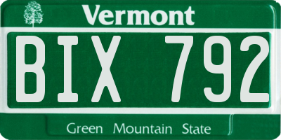 VT license plate BIX792