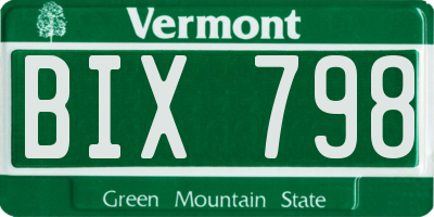 VT license plate BIX798