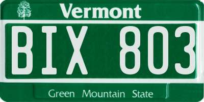 VT license plate BIX803