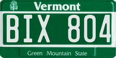 VT license plate BIX804
