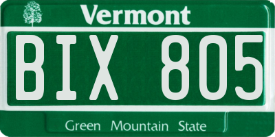 VT license plate BIX805