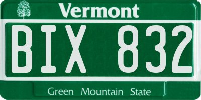 VT license plate BIX832