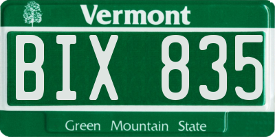 VT license plate BIX835