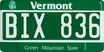 VT license plate BIX836