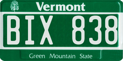 VT license plate BIX838