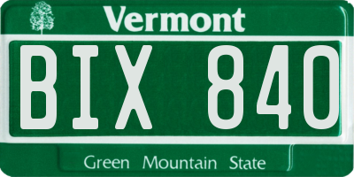 VT license plate BIX840