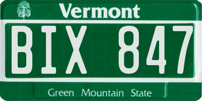 VT license plate BIX847