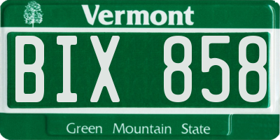 VT license plate BIX858