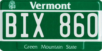VT license plate BIX860