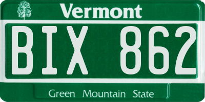 VT license plate BIX862