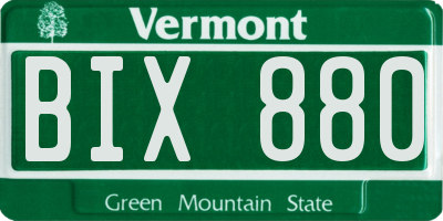 VT license plate BIX880