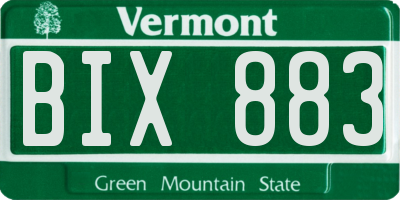 VT license plate BIX883