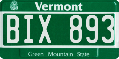 VT license plate BIX893