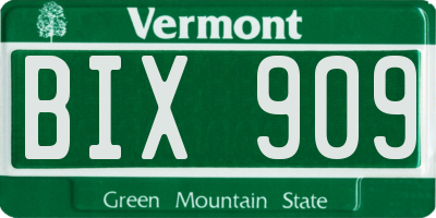 VT license plate BIX909