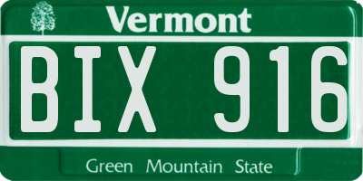 VT license plate BIX916