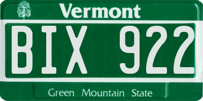 VT license plate BIX922