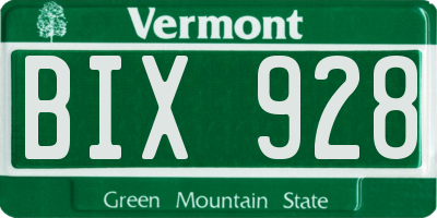 VT license plate BIX928