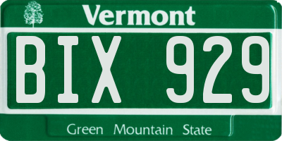 VT license plate BIX929