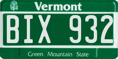 VT license plate BIX932