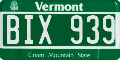 VT license plate BIX939