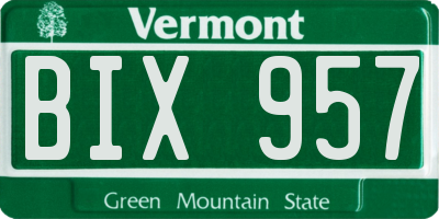 VT license plate BIX957
