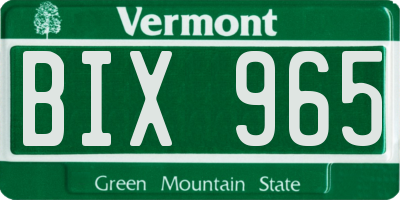 VT license plate BIX965