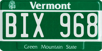 VT license plate BIX968