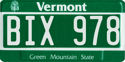 VT license plate BIX978