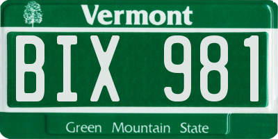 VT license plate BIX981