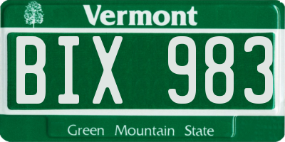 VT license plate BIX983