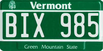 VT license plate BIX985