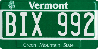 VT license plate BIX992