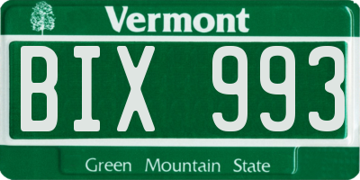 VT license plate BIX993