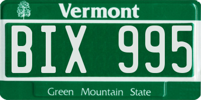 VT license plate BIX995
