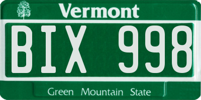 VT license plate BIX998
