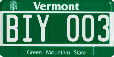 VT license plate BIY003