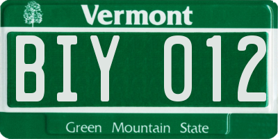 VT license plate BIY012