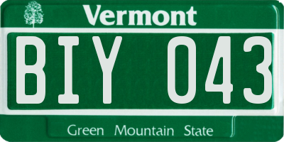 VT license plate BIY043