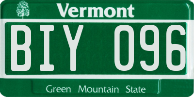 VT license plate BIY096