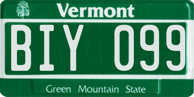 VT license plate BIY099
