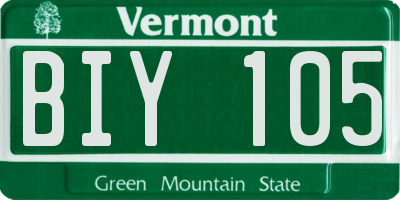 VT license plate BIY105