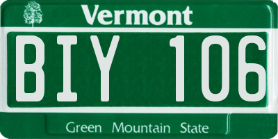 VT license plate BIY106