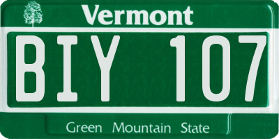 VT license plate BIY107
