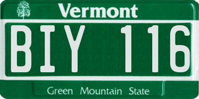 VT license plate BIY116